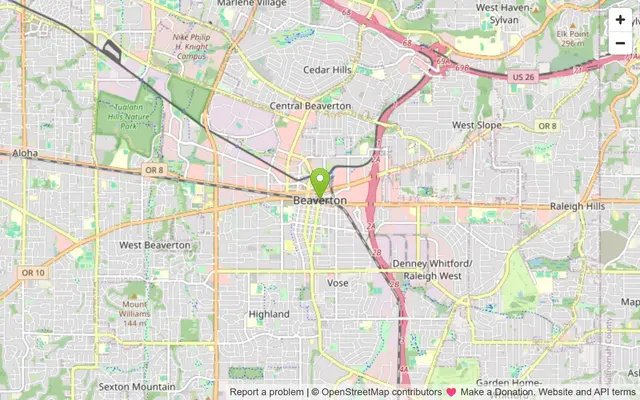 Map of Beaverton, Oregon