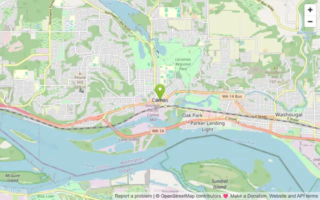 Map of Camas, Washington