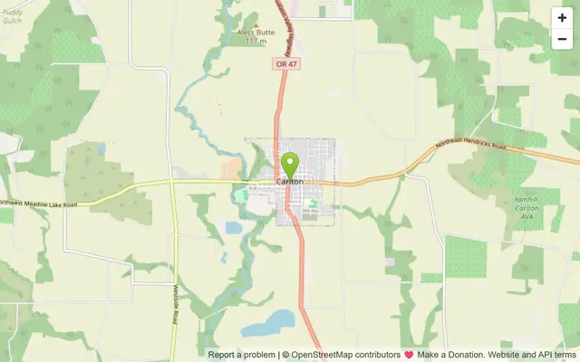 Map of Carlton, Oregon