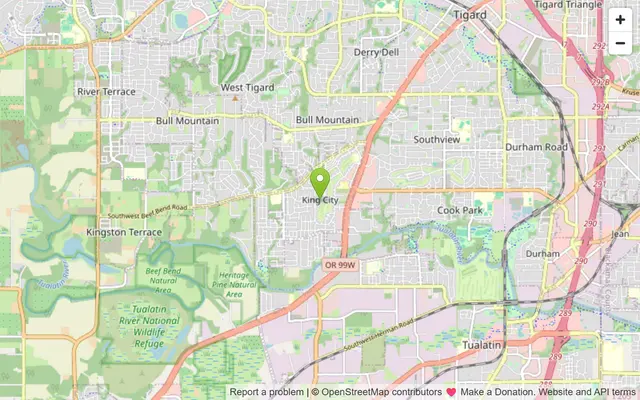 Map of King City, Oregon