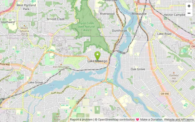 Map of Lake Oswego, Oregon