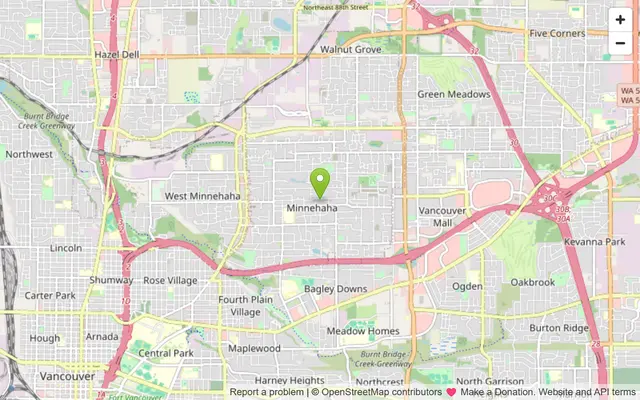 Map of Minnehaha, Washington