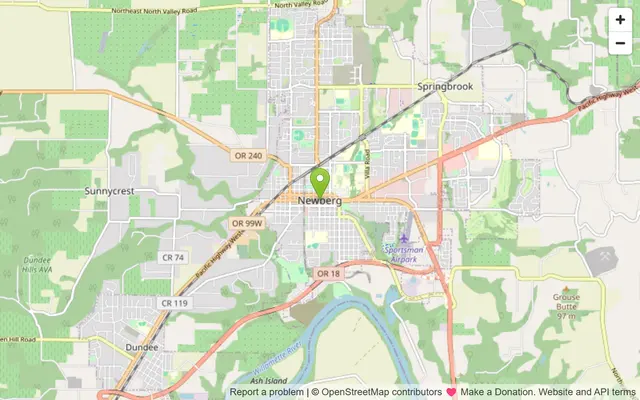 Map of Newberg, Oregon
