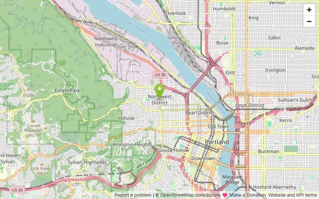 Map of NW Portland, Oregon