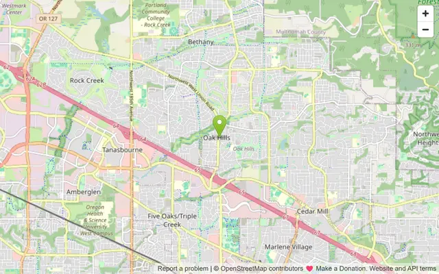 Map of Oak Hills, Oregon