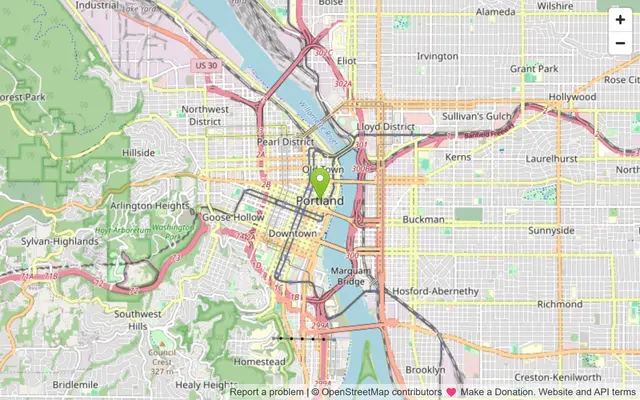 Map of Portland, Oregon