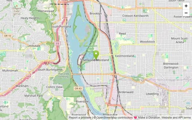 Map of Sellwood-Moreland, Oregon