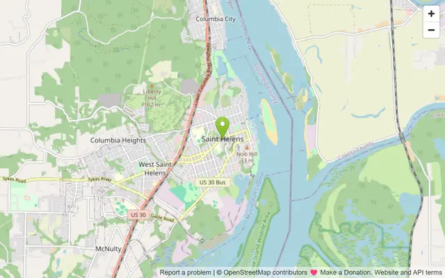 Map of St. Helens, Oregon