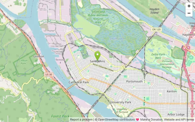 Map of St. Johns, Oregon