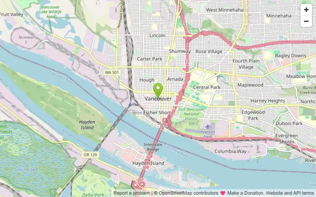 Map of Vancouver, Washington