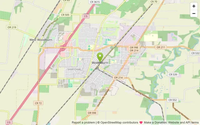 Map of Woodburn, Oregon