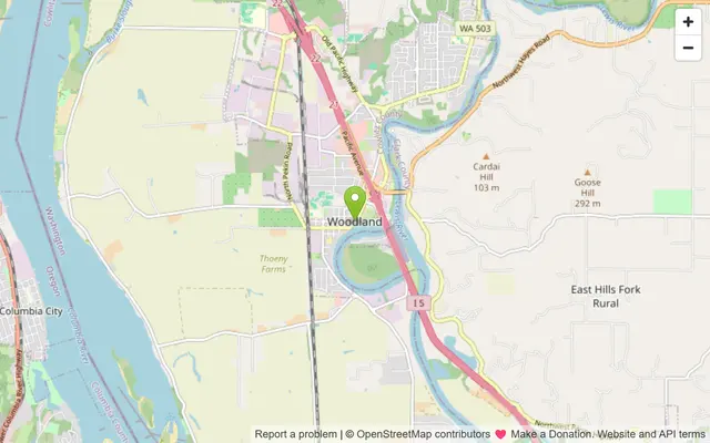 Map of Woodland, Washington
